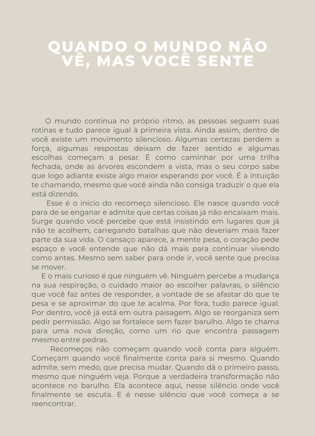 O Poder do Recomeço Silencioso